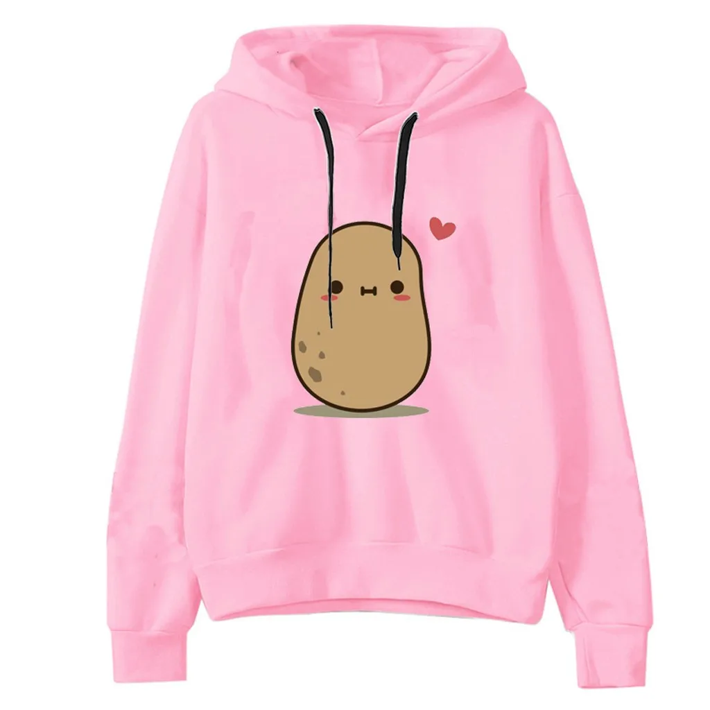 Толстовка Mikina женская с принтом в виде картофеля Модный повседневный Свободный