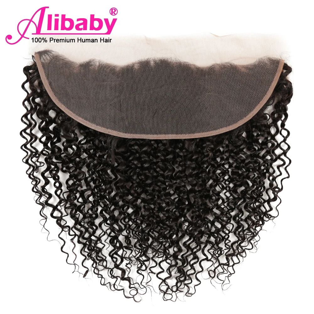 Alibaby Jerry Curl человеческие волосы 3 пряди с фронтальной частью не Реми 100%