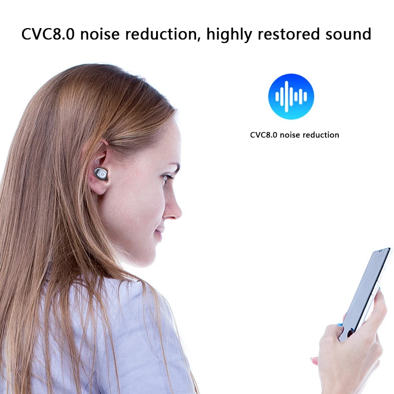CVC8.0 шумоподавление Bluetooth наушники тяжелый бас Беспроводные наушники с функцией динамика беспроводная гарнитура Earbus