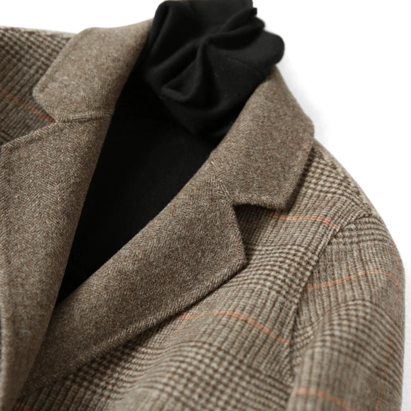 

Woolen Coat Pure Color Hand-stitched Wool Double-faced Fleece Coat Plaid Coat Suit New Autumn And Winter Woolen Women's Clothing