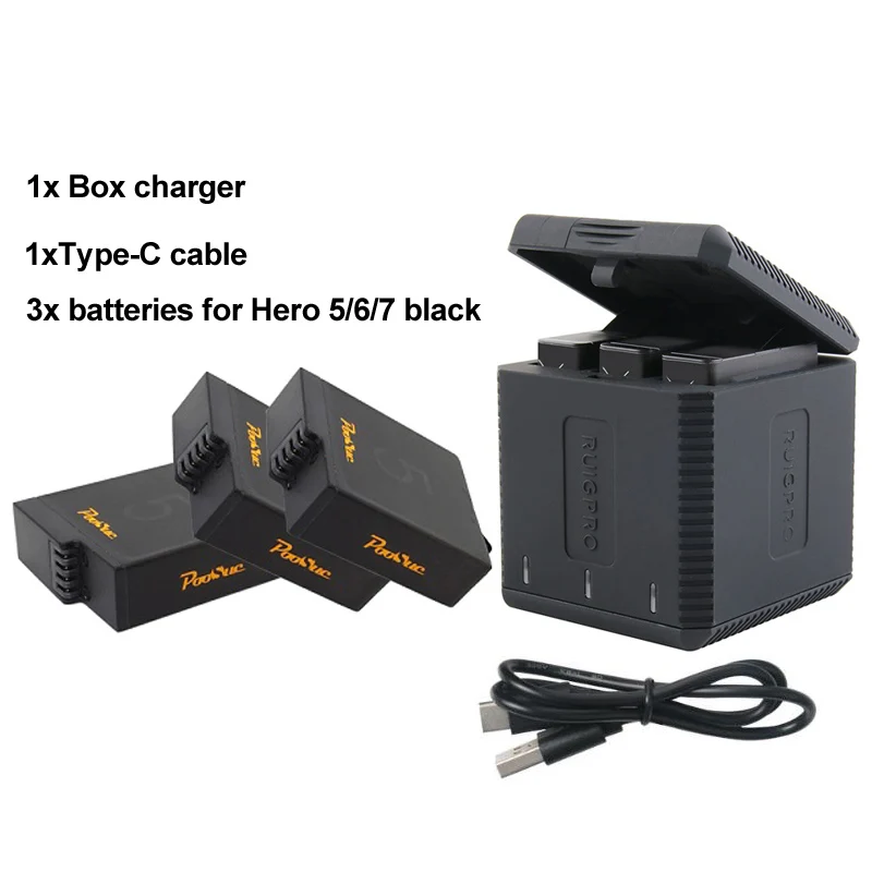 package 2 Go Pro Hero 6 аккумулятор и коробка для хранения зарядное устройство для GoPro Hero 8 7 черный аккумулятор Hero 5 батарея - Цвет: package 2
