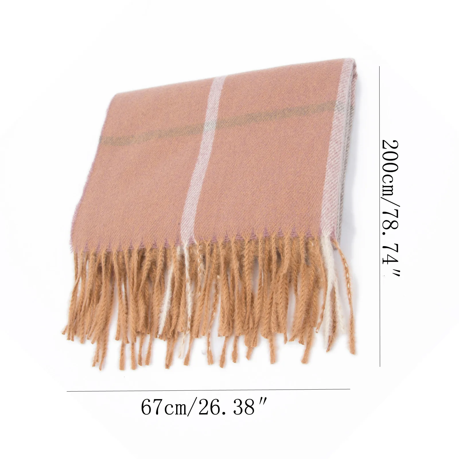 

200*50CM Autumn Winter Ladies Caual Plush Stripe Plaid Scarf Women Fashion Splicing Warm Shawl Scarf Gifts echarpe femme 2020