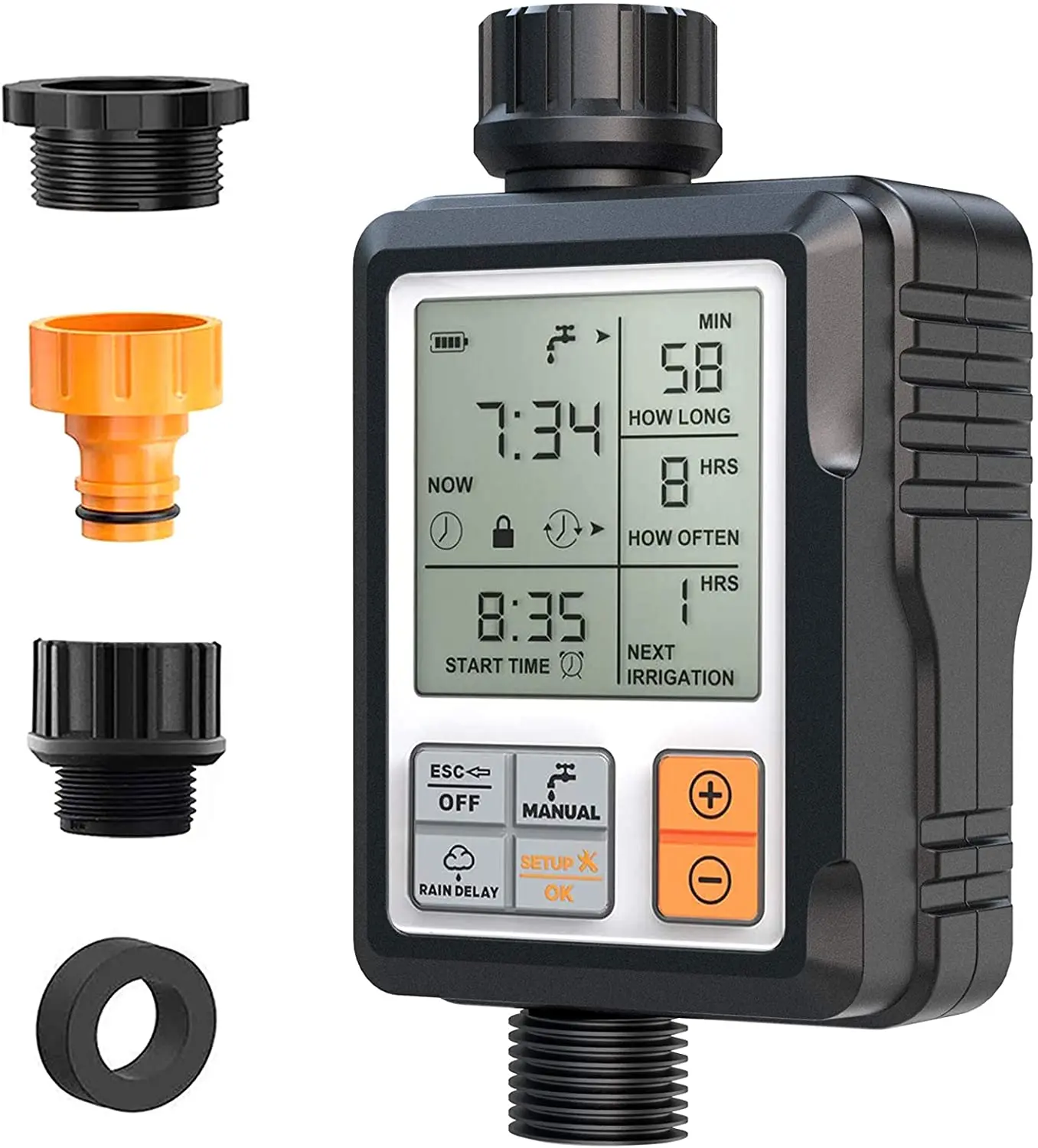 Temporizador de agua Digital programable autom&aacute;tico, 3 pantallas grandes, IP65, resistente al agua, para sistema de riego de jard&iacute;n y c&eacute;sped-3