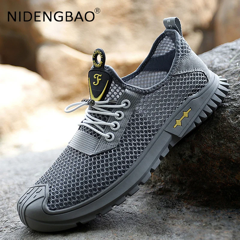 Men Sneakers Mesh Breathable Lightweight Quick Dry Outdoor Climbing Mountaining Walking Sports Shoes Soft Non Slip Male Tenis