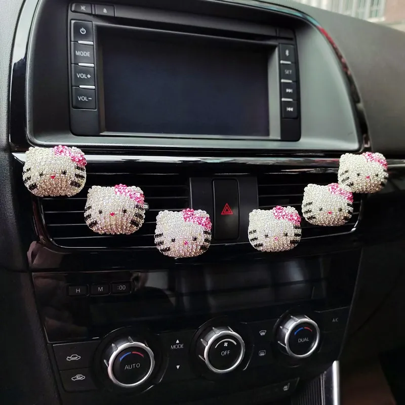 

Diamond Hello TK Cat KT Car Air Freshener Luxury Crystal Car Air Vent Clip Women Perfume Clip Auto Accessories for Girls Car