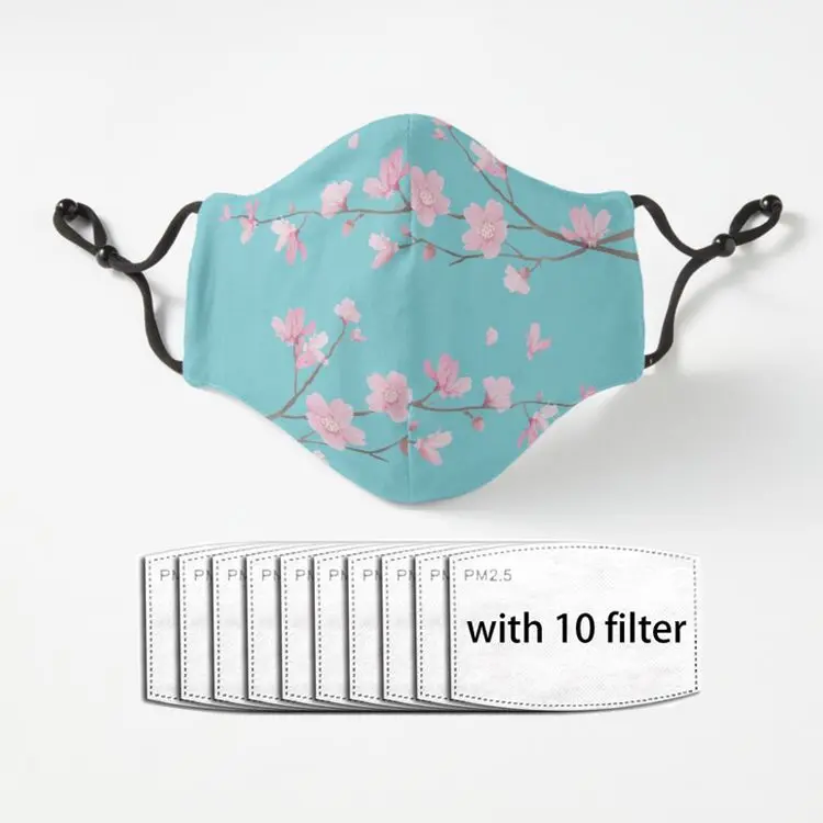 

Cherry Blossom Robin Egg Blue Adult Mouth Mask Men Women Anti Dust Face Mouth Mask Washable Reusable Breathable Mask