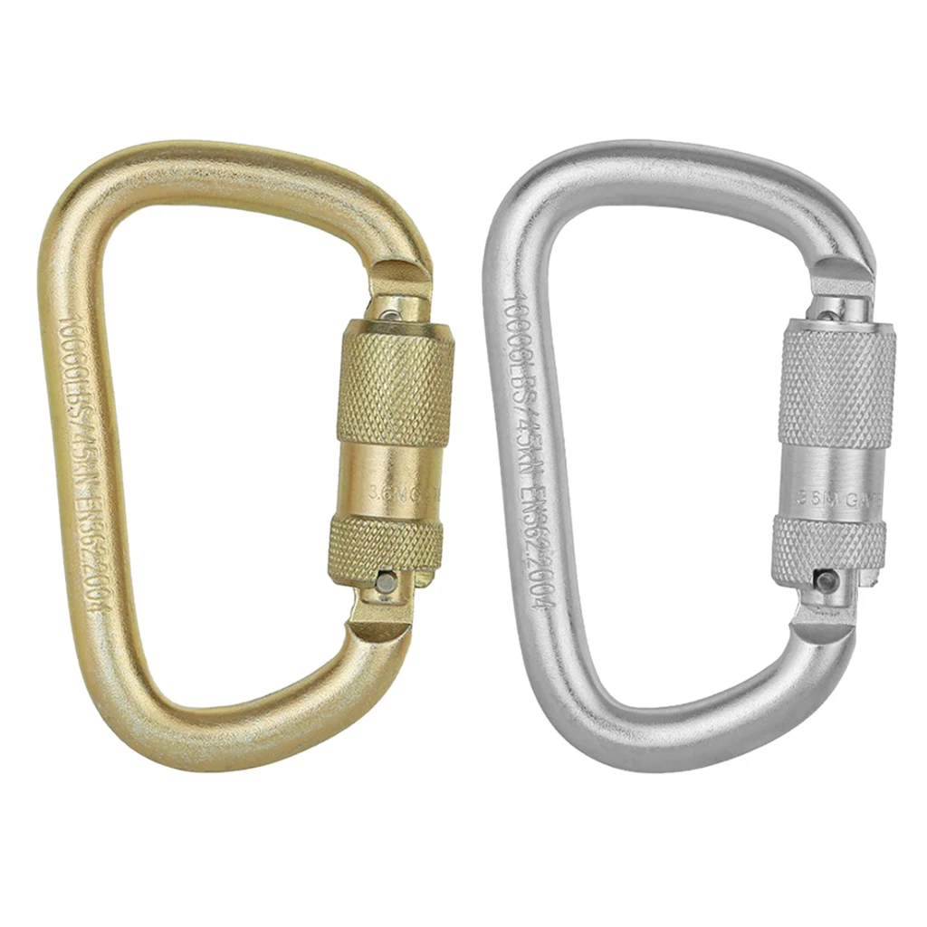 

45KN D Shaped Carabiner Clips Bolted Doors for Heavy Duty Hammock Rock Climbing Rappelling Gym Climbing Accessories