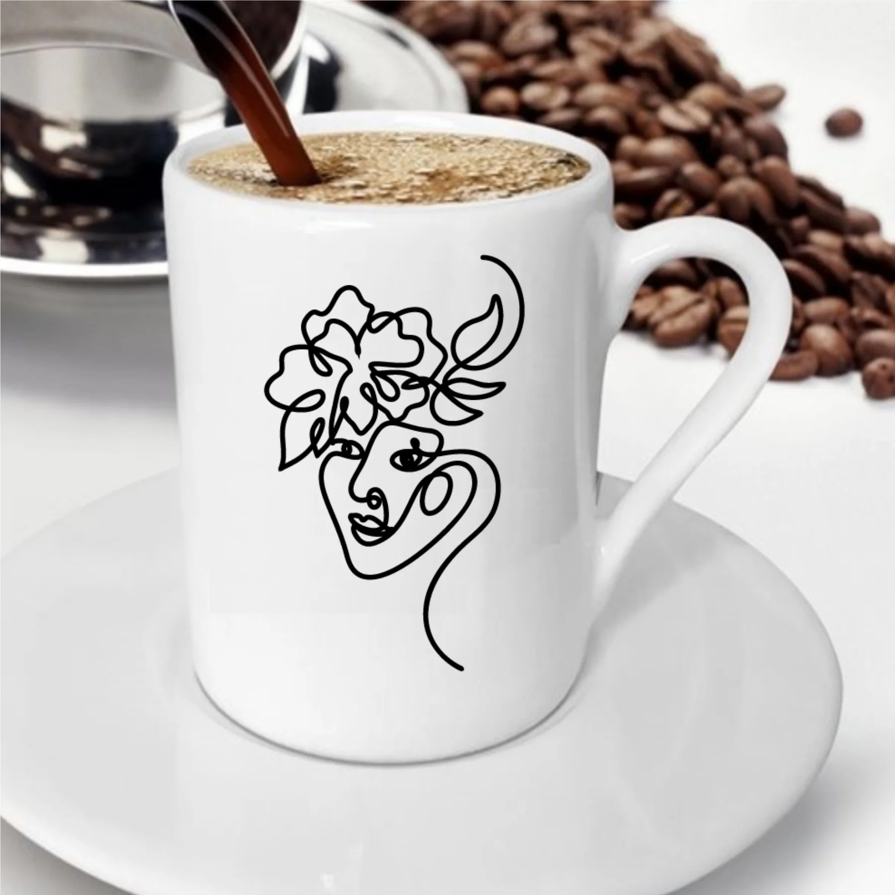 

Charcoal Abstract Face Design Coffee cup-5