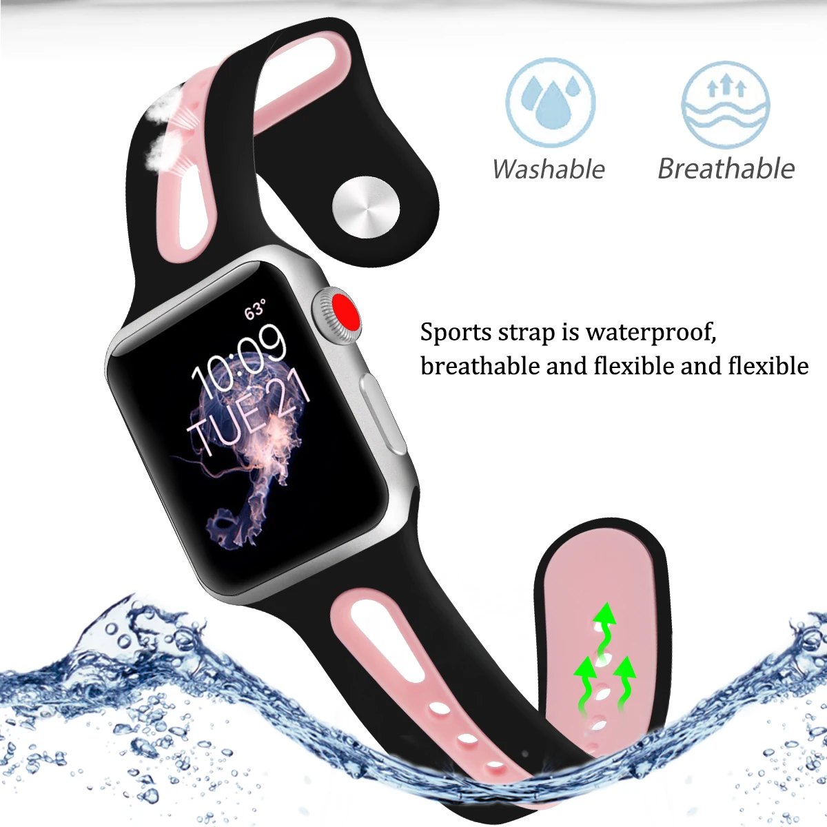 Силиконовый спортивный ремешок для Apple Watch 5 4 3 2 1 42 мм 38 мм резиновый ремешок для часов для Iwatch 5 4 3 40 мм 44 мм