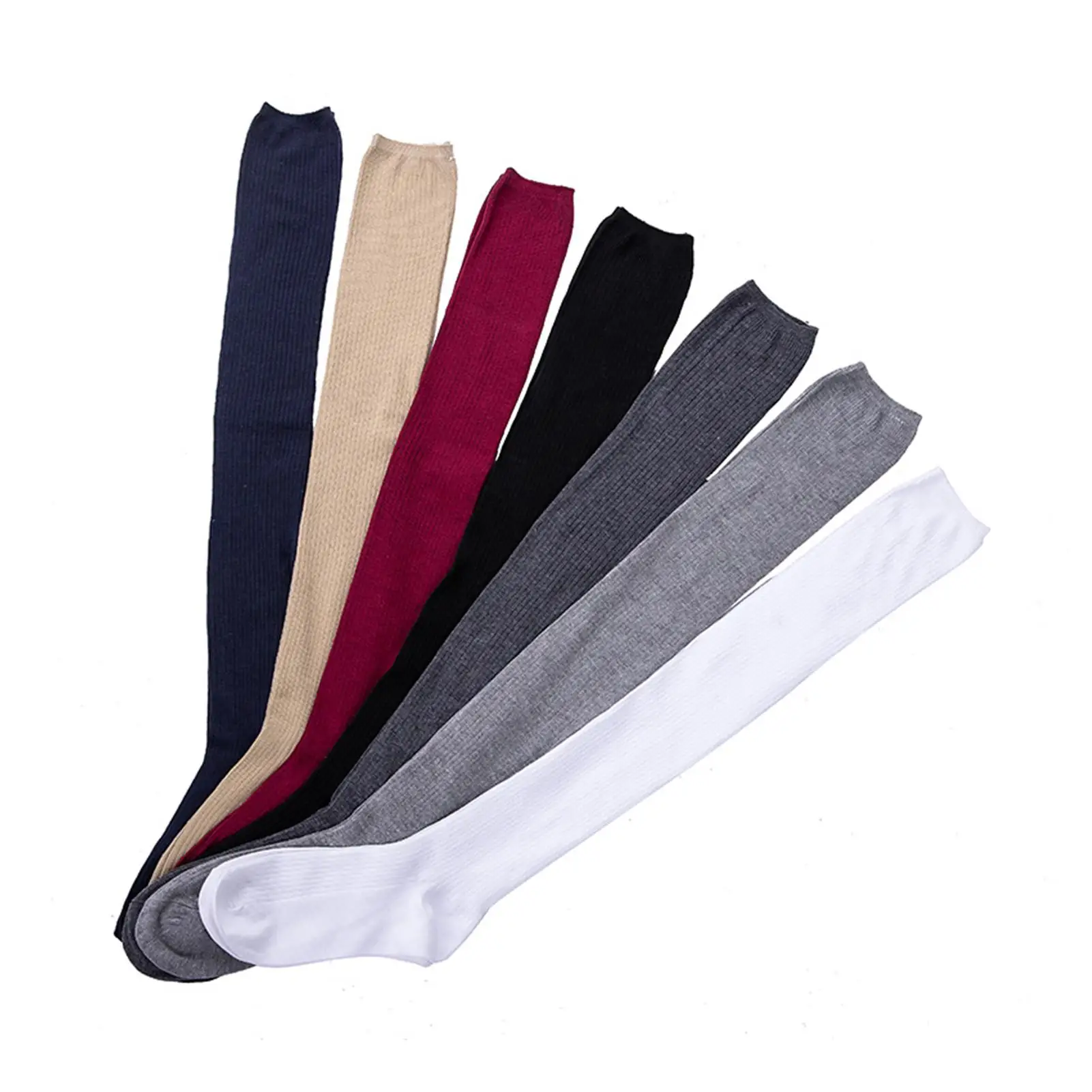 Вязаные гольфы для девушек и женщин высокие чулки до бедра эластичные ребристые