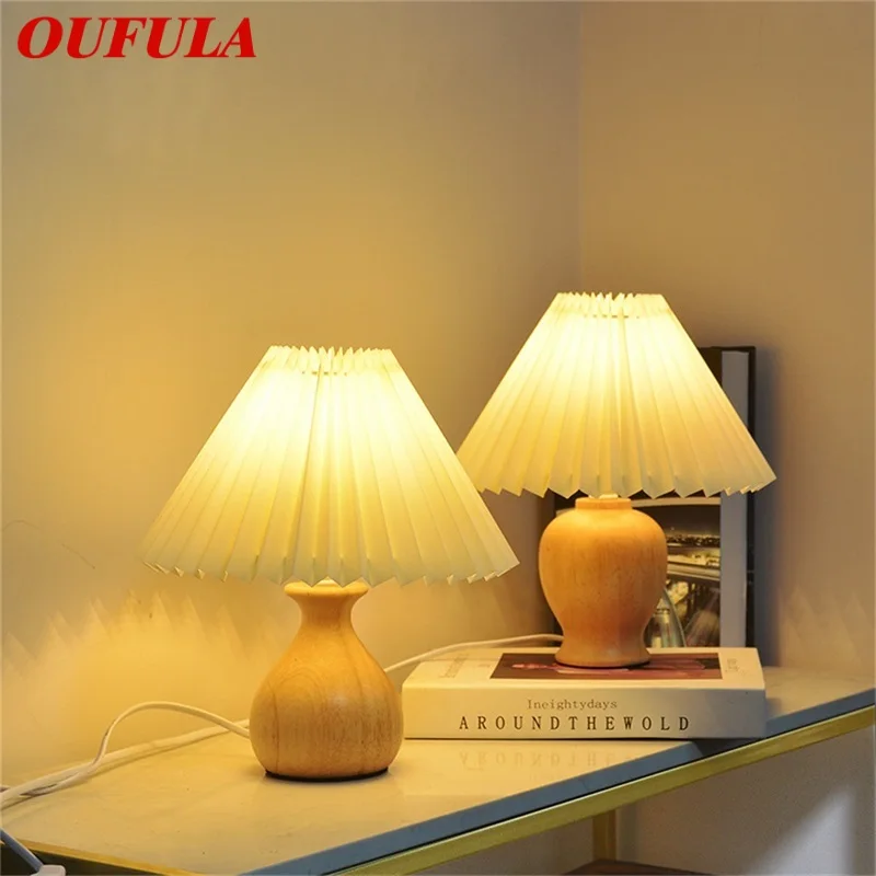 

OUFULA Nordic Creative Table Lamp Mushroom Light Desk Wood LED Decorative for Home Bedroom Bar