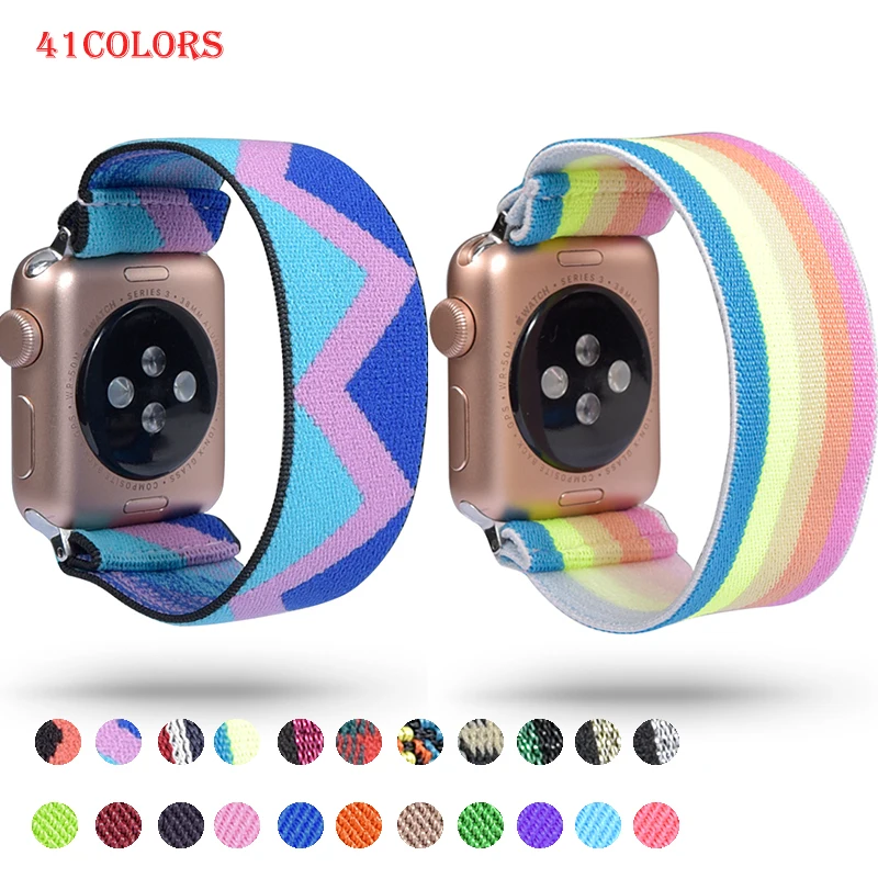 

Bohemia Elastic Nylon Loop Band for Apple Watch 6 38mm 40mm 42mm 44mm Watch Replacement Strap for Iwatch Series 6 5 4 3 2