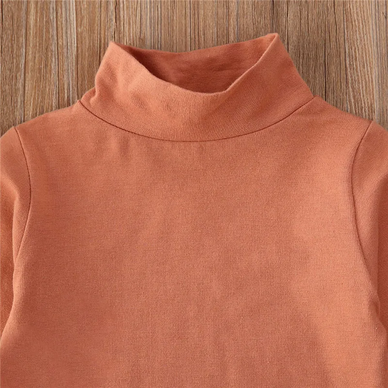 Бесплатная доставка одежда для маленьких девочек однотонный пуловер с высоким