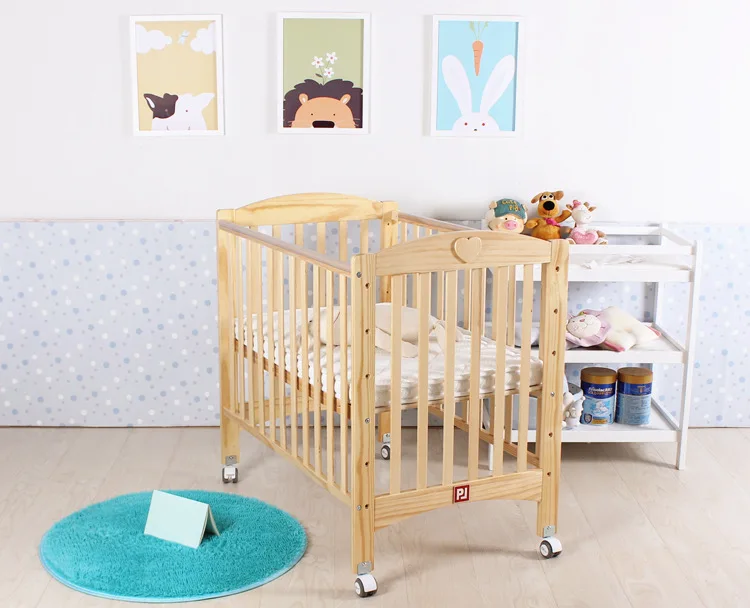 Детская деревянная кроватка детская качалка с роликом для новорожденных игровая