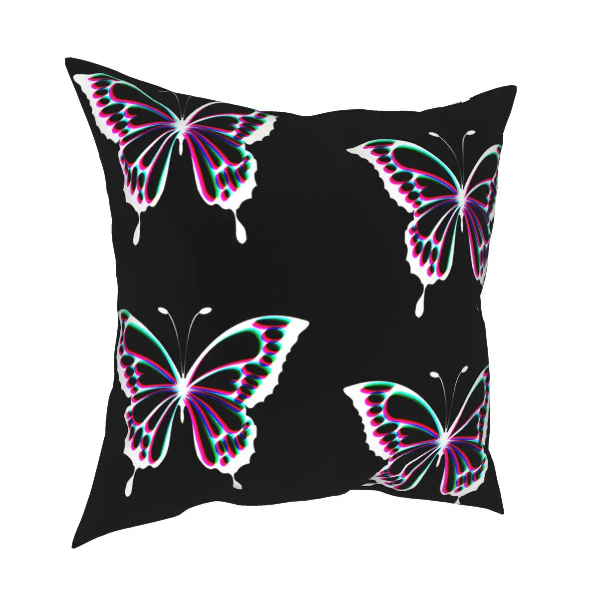 

Cute Butterflies Glitch Effect Pillowcase Printing Polyester Cushion Cover Decorative Throw Pillow Case Cover Home Zipper 18''