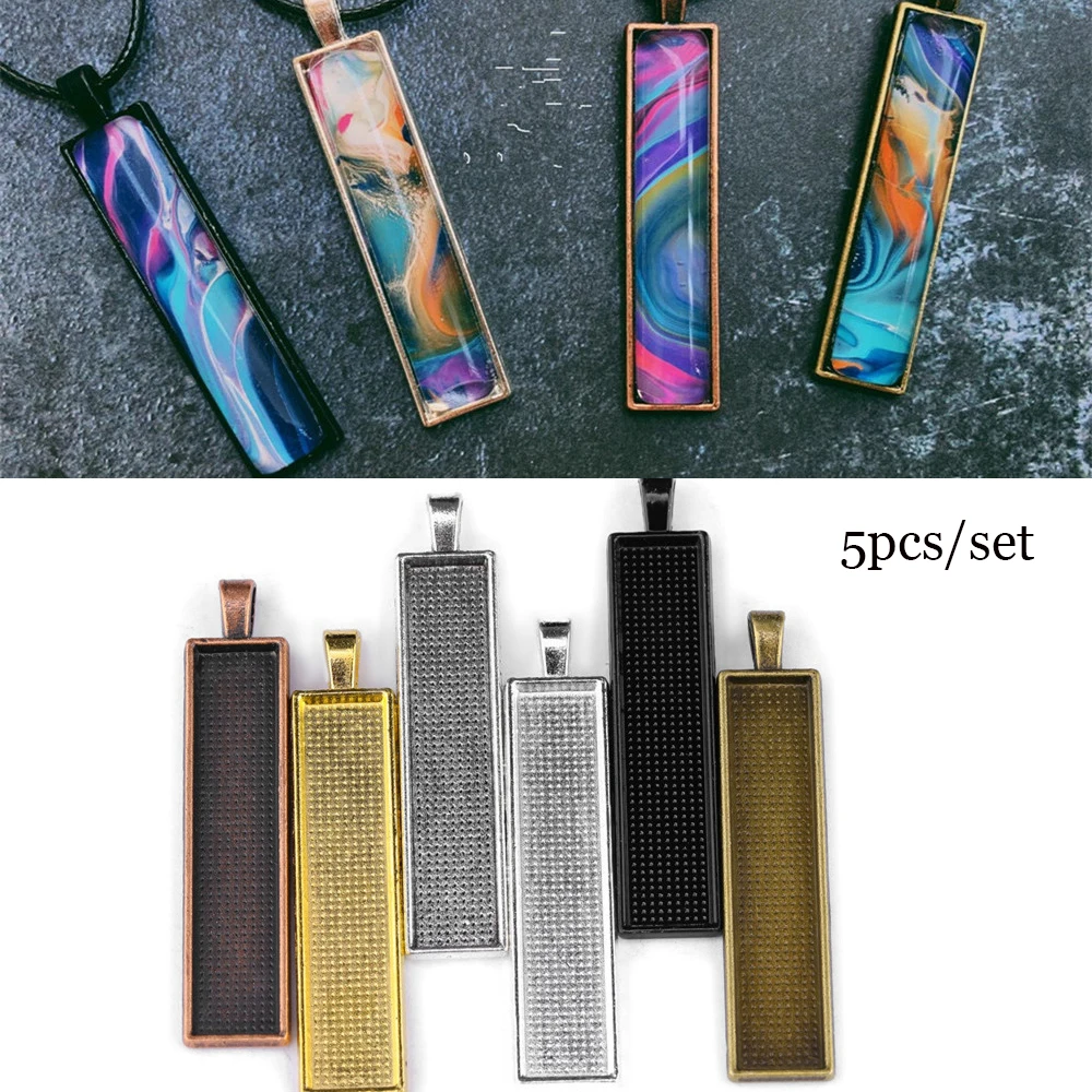 5 шт./компл. модная прямоугольная основа подвески стеклянный кабошон кулон