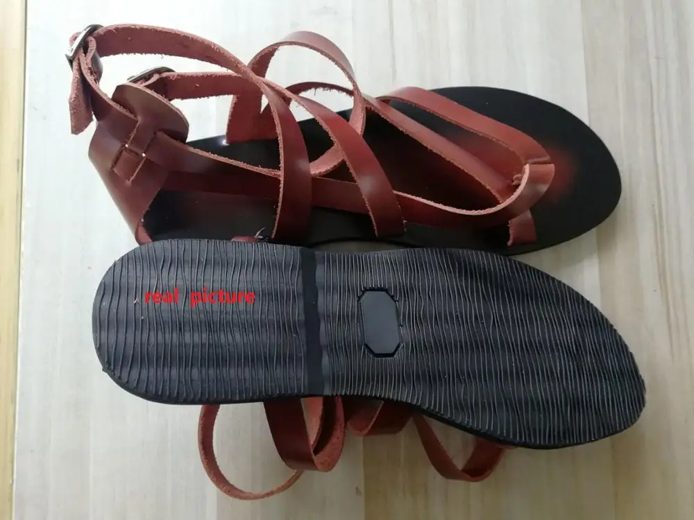 Сандалии мужские из натуральной кожи пляжные шлепанцы гладиаторы цвет