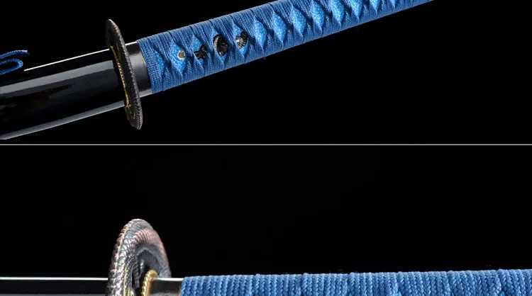 Handmade Carbon steel Japanese Samurai Katana sword full tang sharpened New Folded steel blue Blade Japanese Samurai Katana
