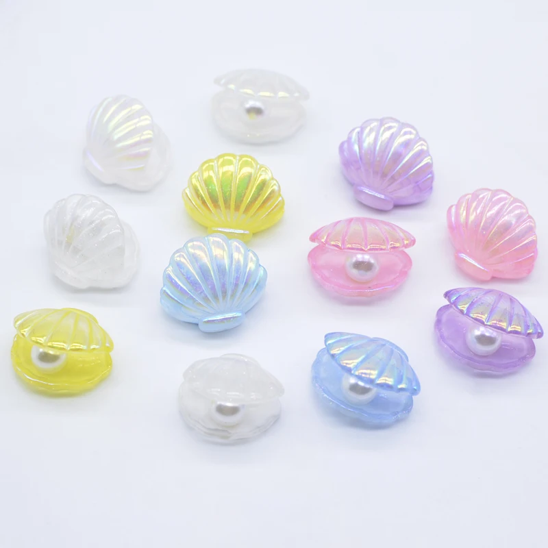 

10Pcs 23*20mm Bling Shell Resin Filling Pearl for DIY Baby Headwear Hair Clips Bow Decor Accessories Handmade Crafts Ornament