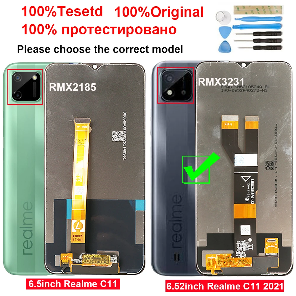 original display for realme c11 2021 rmx3231 lcd display touch screen with frame replacement for oppo realme c11 2021 screen free global shipping