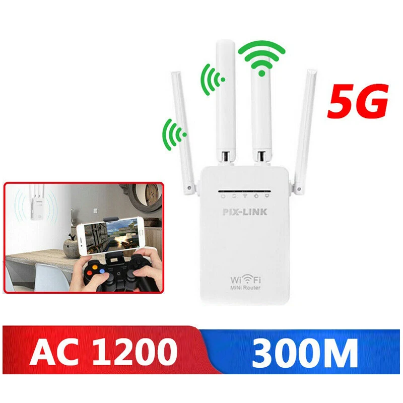 Беспроводной 300 м 4 антенна WIFI усилитель сигнала AC1200 WiFi ретранслятор