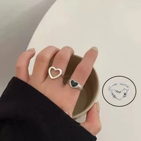 ins new hollow love heart shaped ring womens european and american retro style ring cold style simple couples bracelet