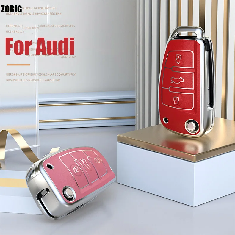 

Чехол ZOBIG для Audi чехол для брелка с ключом, мягкий ТПУ чехол для ключей с полной защитой, чехол для ключей, совместимый с Audi A1 A3 Q3 Q7 R8 A6L TT