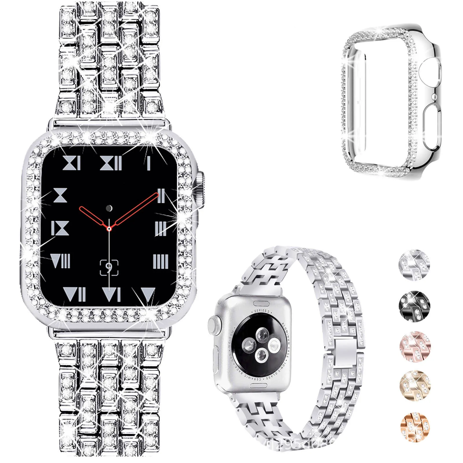 

Ремешок + защитный корпус, металлический браслет для Apple Watch Series 6, браслет с бриллиантами 40 мм 44 мм, 38 мм 42 мм, iwatch 6 SE 4 3 2 1