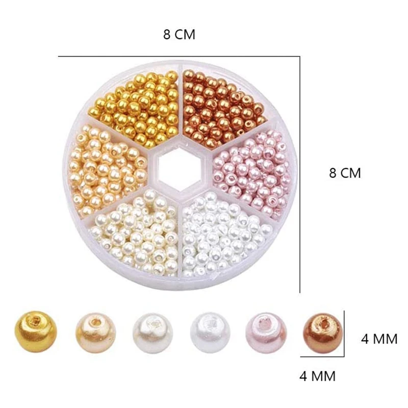 

3 Boxes, DIY Boxed Artificial Color Pearl Beads, Jewelry Handmade Accessories Materials, About 650 Beads Per Box