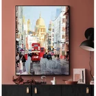Современная живопись художественный пейзаж, картина маслом в стиле улиц Лондона; Пейзаж живопись на холсте украшение интерьера живопись (без рамки)