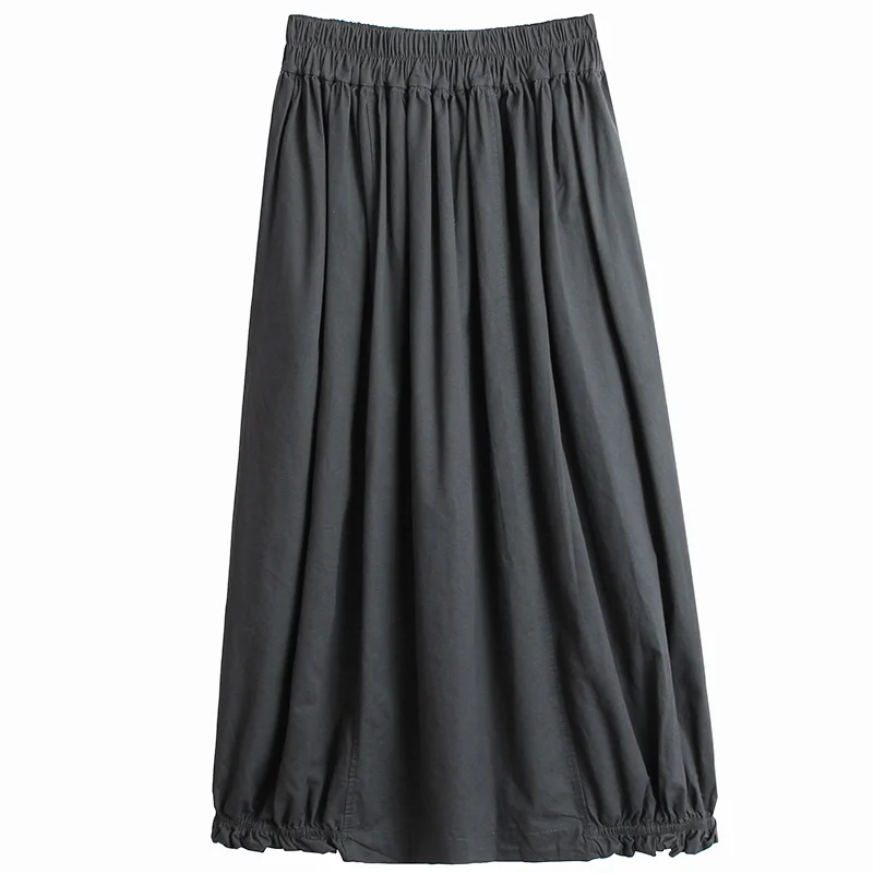 

IEQJ Black All-match Minimalism High Waist Solid Color Pleated Mid-length Casual Half-body Skirt Women Fashion New Spring 2021