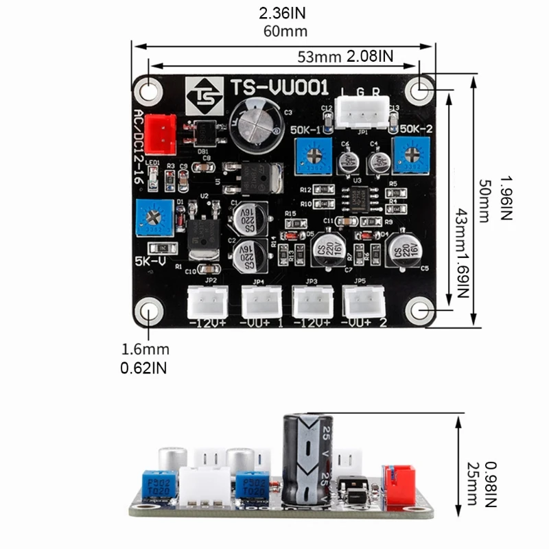 

High-Precision VU Ammeter DB Meter Power Discharge Mechanical Flat Meter Driver Board Included Backlight R7UB