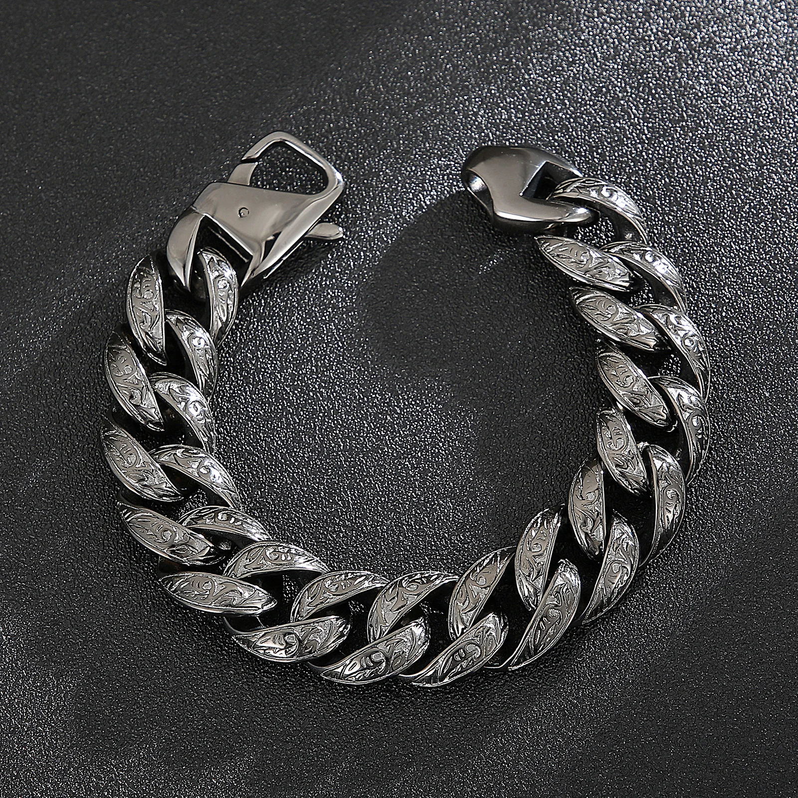 

18mm Black Punk Link Chain Bracelet Men Stainless Steel Vintage Charm Pulseira Masculina Heavy Chunky Armband Jewelry