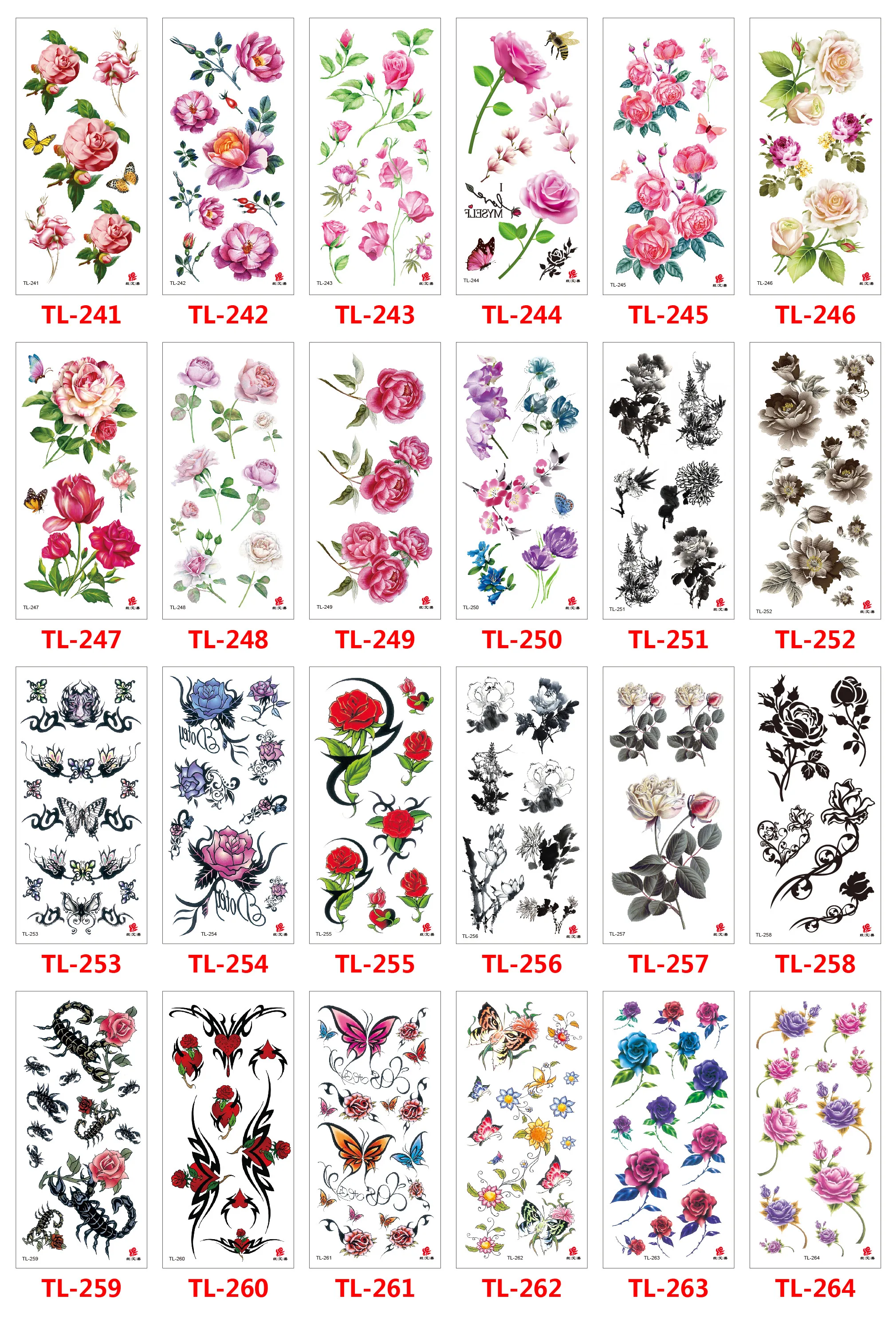 

Waterproof Temporary Tattoo Sticker Multiple Colors Flowers Butterflys Designs Tattoos Body Art Arm Fake Tatoo Women Men