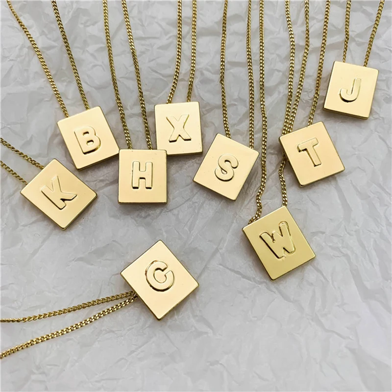 SRCOI Золото Цвет Корейская тонкая цепь геометрическое квадратное имя ожерелье