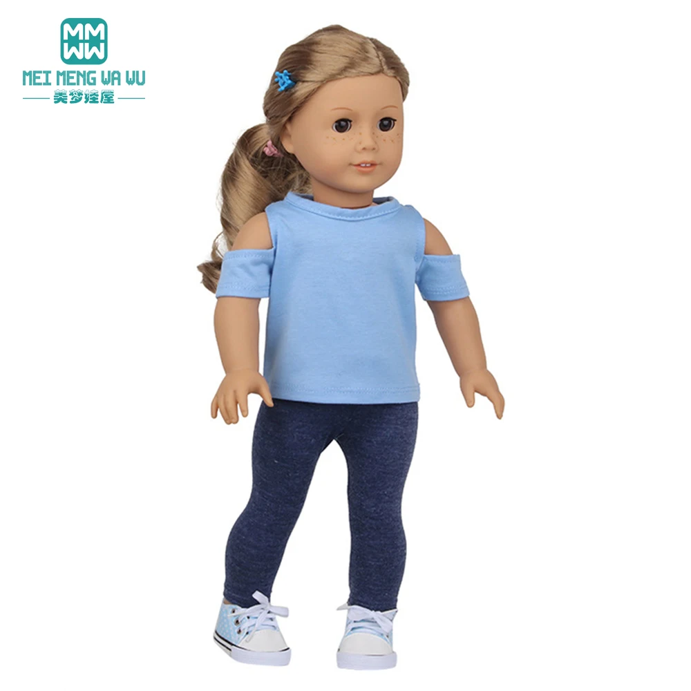 

Clothes for Dolls Fits American doll Toys New Born Doll Fashion Denim skirt Bow-Knot Dress Girl's gift