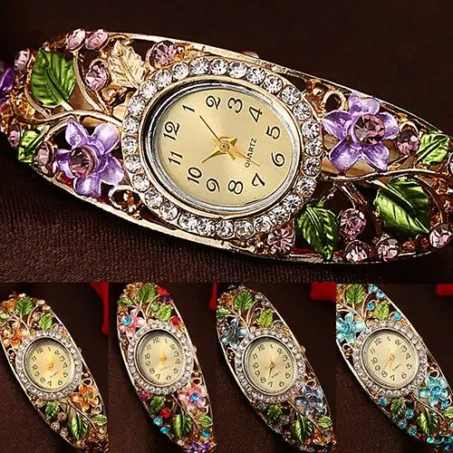 Часы женские в винтажном стиле аналоговые кварцевые ажурные со стразами жесткий