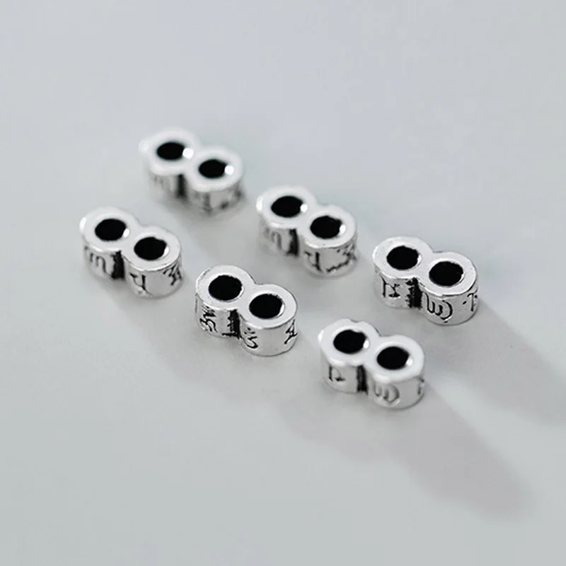 

925 Sterling Silver Vintage Double Row Loose Spacer Beads Double Hole Craftwork Stopper Spacer Silver Beads DIY Jewelry Making