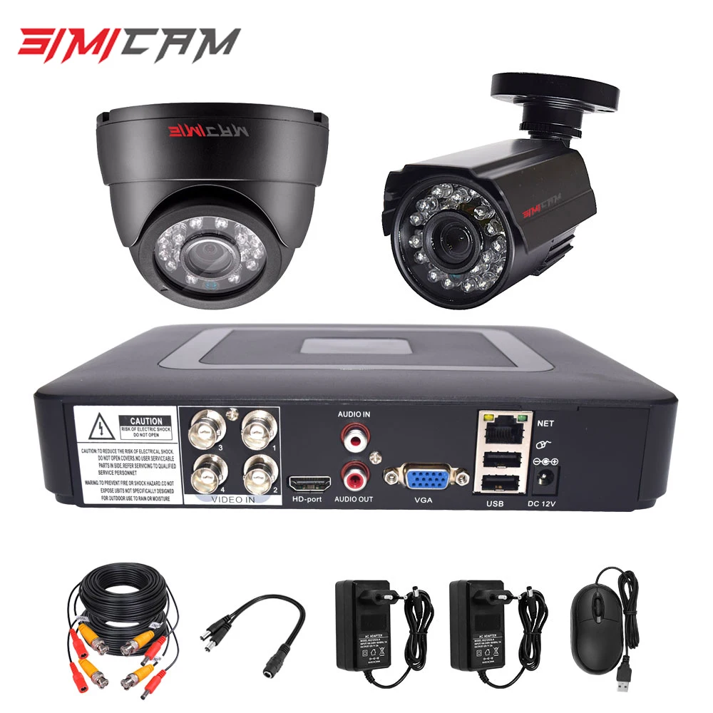 Камера безопасности Система видеонаблюдения комплект DVR камеры HD 4CH 1080N 5в1 2 шт