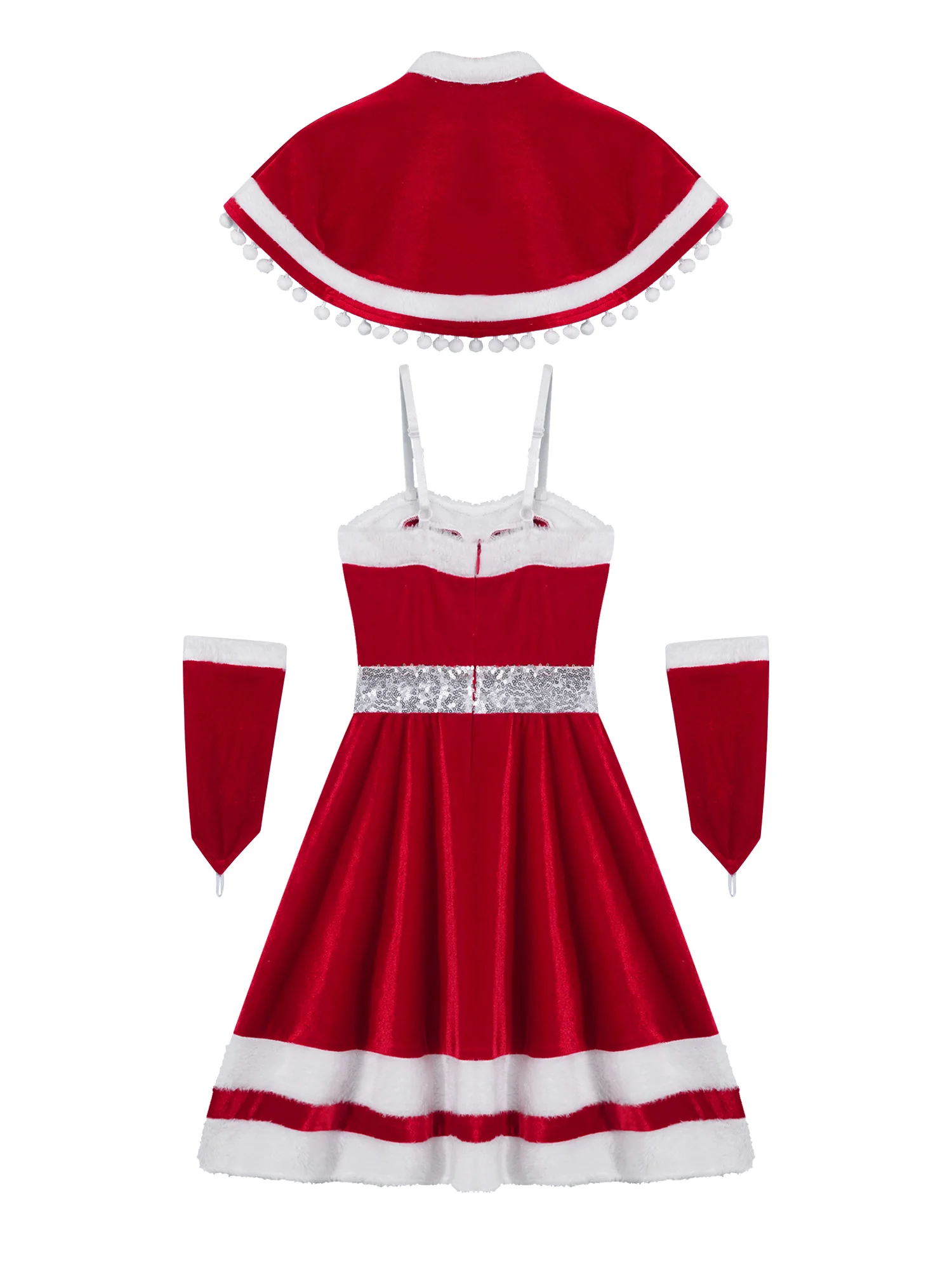 Детский Рождественский костюм для девочек бархатное платье-пачка на бретельках