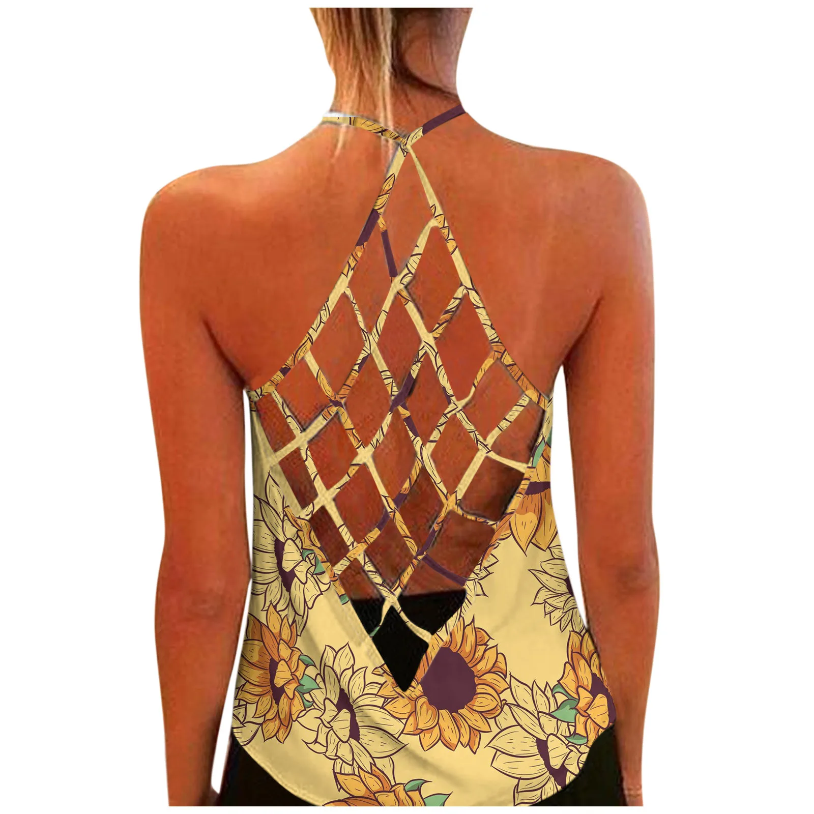 

Womens Sunflower Print O-Neck Sleeveless Sexy Blouse Vest Fashion Tank Top camiseta tirantes mujer 55#G