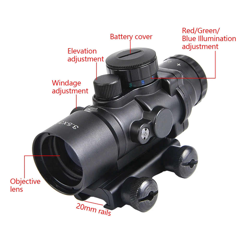 Оптический прицел Aimsniper 3 5x30 красный зеленый синий тактический для охотничьей