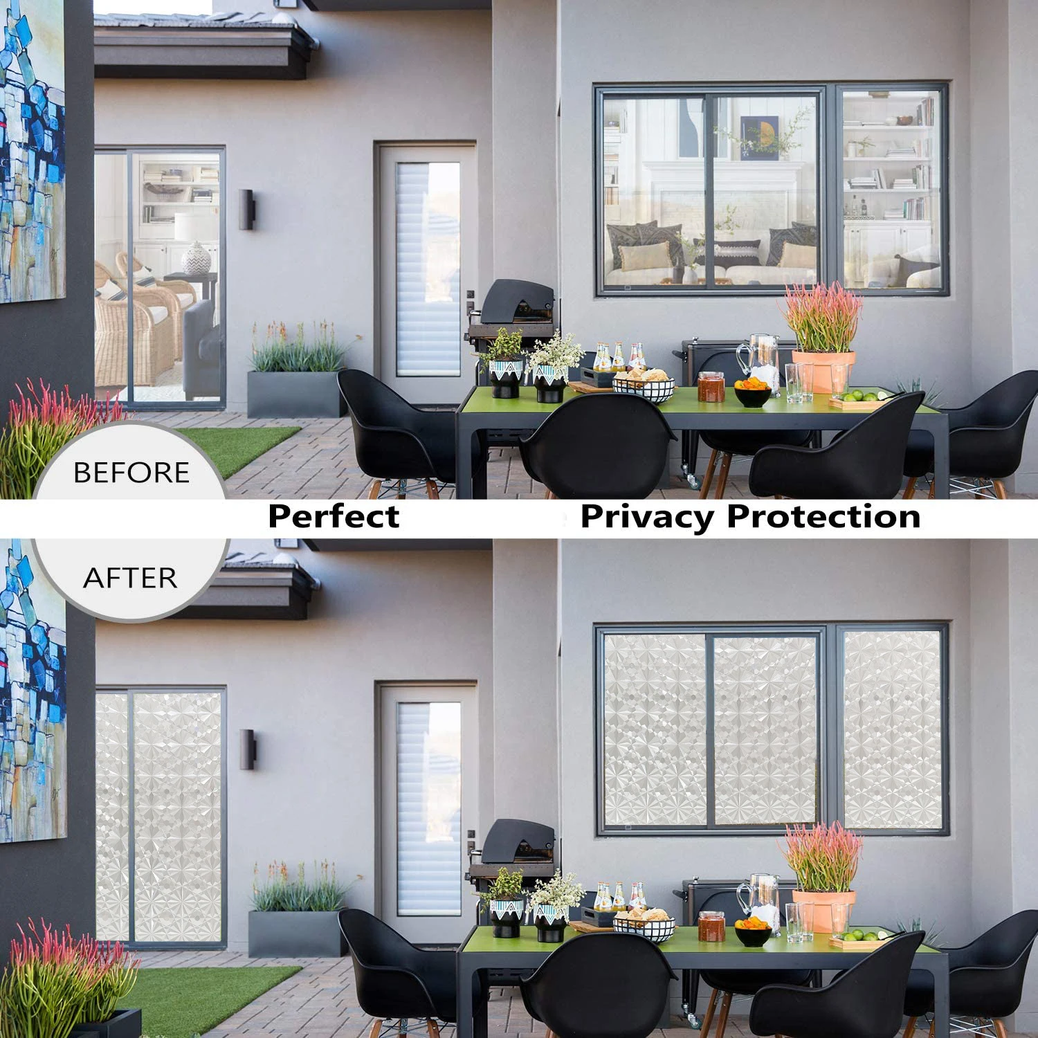 

Matte Frosted Privacy Window Films Stained Decorative Glass Film Static Non Adhesive Window Clings Heat Control Anti-UV Sticker
