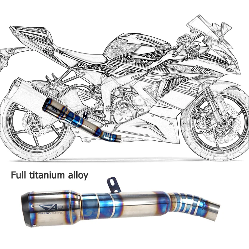 ZX6R мотоцикл выхлопной Escape мотоцикл лазерная маркировка глушитель среднего звенья трубы скольжения на полный титановый сплав для ZX6R двигатель