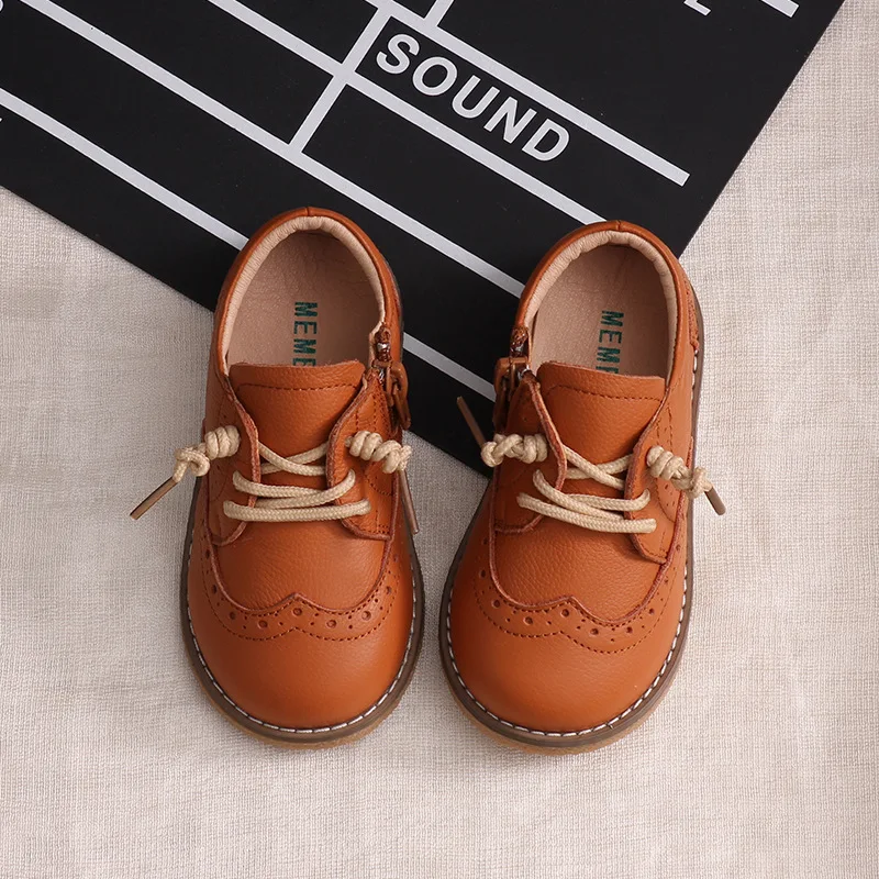 

Children shoes Boys Girls Genuine leather shoes Fashion Rerto British casual shoes Soft bottom Non-slip shoes