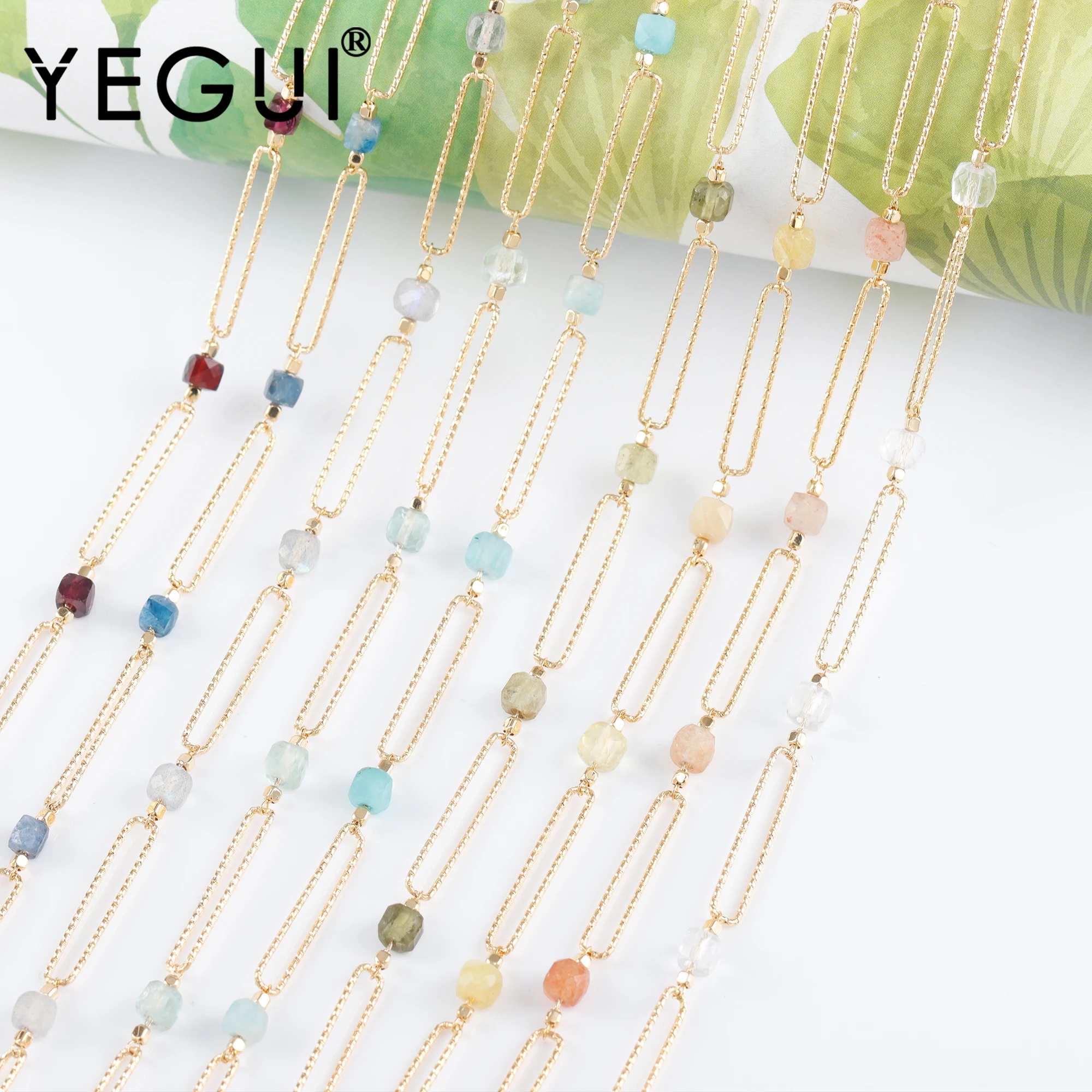 

YEGUI C258,diy chain,natural stone,18k gold plated,copper metal,jewelry finding,diy bracelet necklace,jewelry making,1m/lot