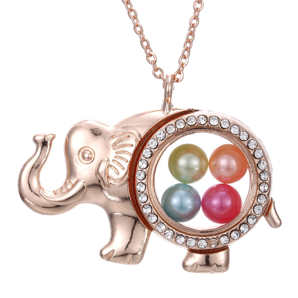 Розовое золото слон живой памяти диаметр 8 мм бусины жемчужная клетка магнитное