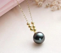 jewellery 11 12mm natural tahiti black pearl 18k pendant pendant 18k chain