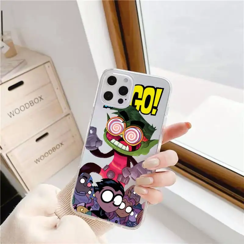 

Teen Titans Phone Case Transparent for iPhone 11 12 6 7 8 Pro X XS Max XR Plus Silicone Soft TPU Clear mobile bags coque shell