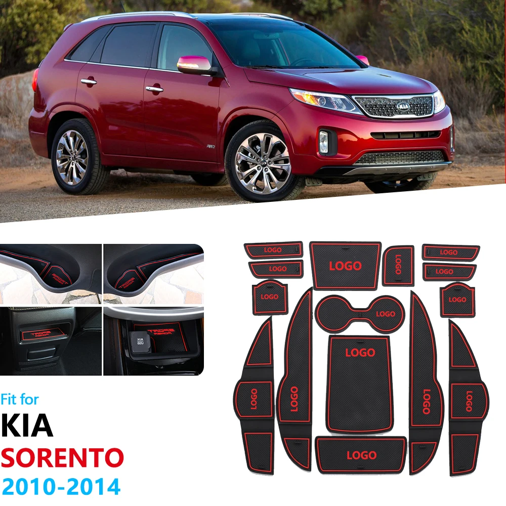 Противоскользящий резиновый коврик со слотами для ворот подстаканника KIA Sorento XM